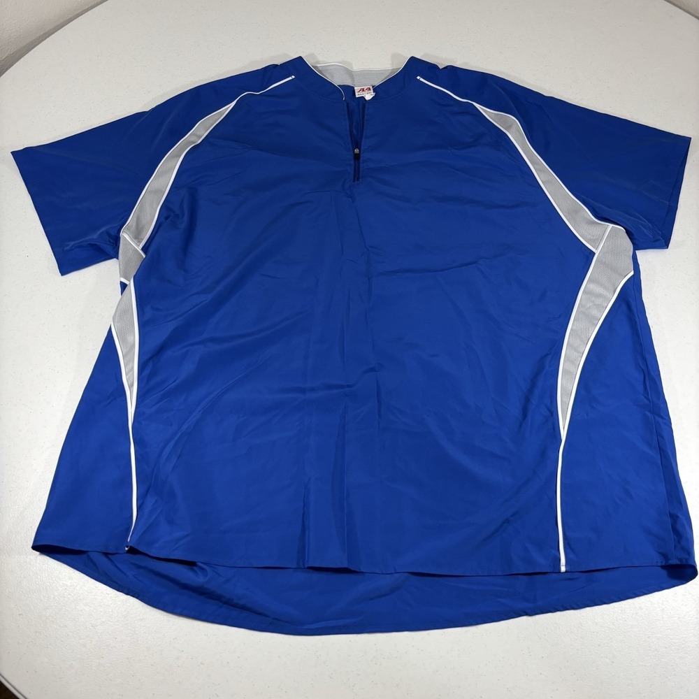 A4 Men's Baseball Cage Jacket 1/4 Zip Royal Blue / White Team 3XL Warm-Up Shirt